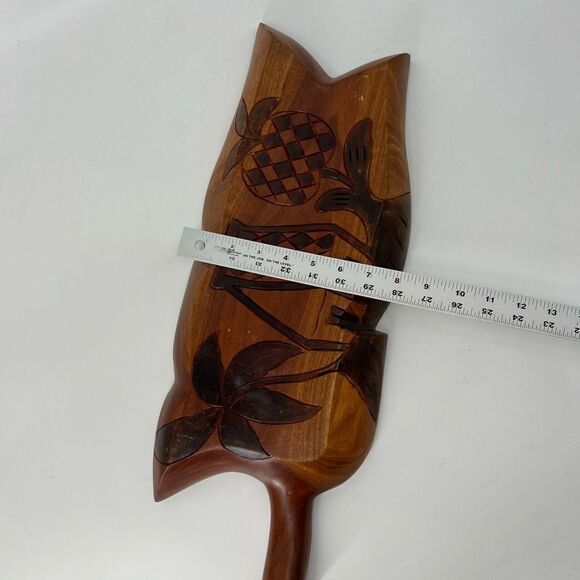 Hand Carved‎ Mahogany Wood Art Centerpiece or Charcuterie Board - Picture 4 of 4